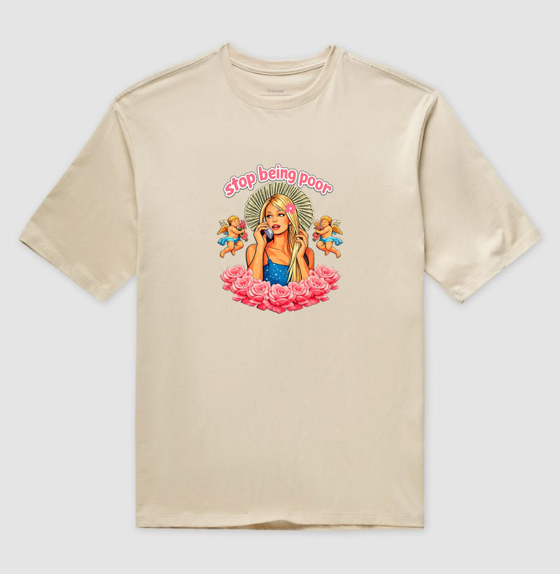 Camiseta Oversized Delgado "stop being poor"