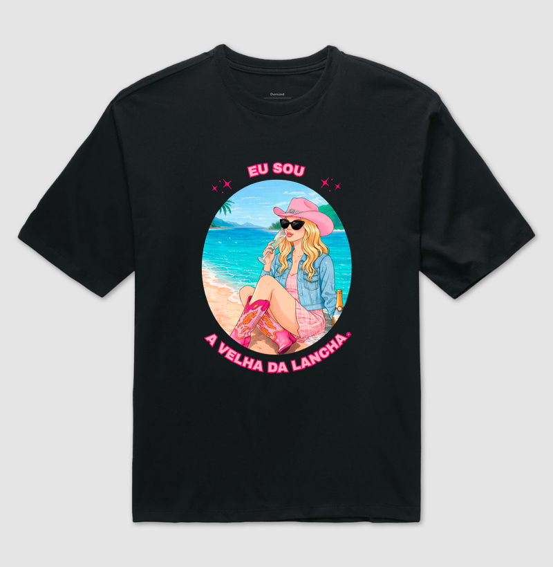 Camiseta Oversized Delgado "eu sou a velha da lancha"
